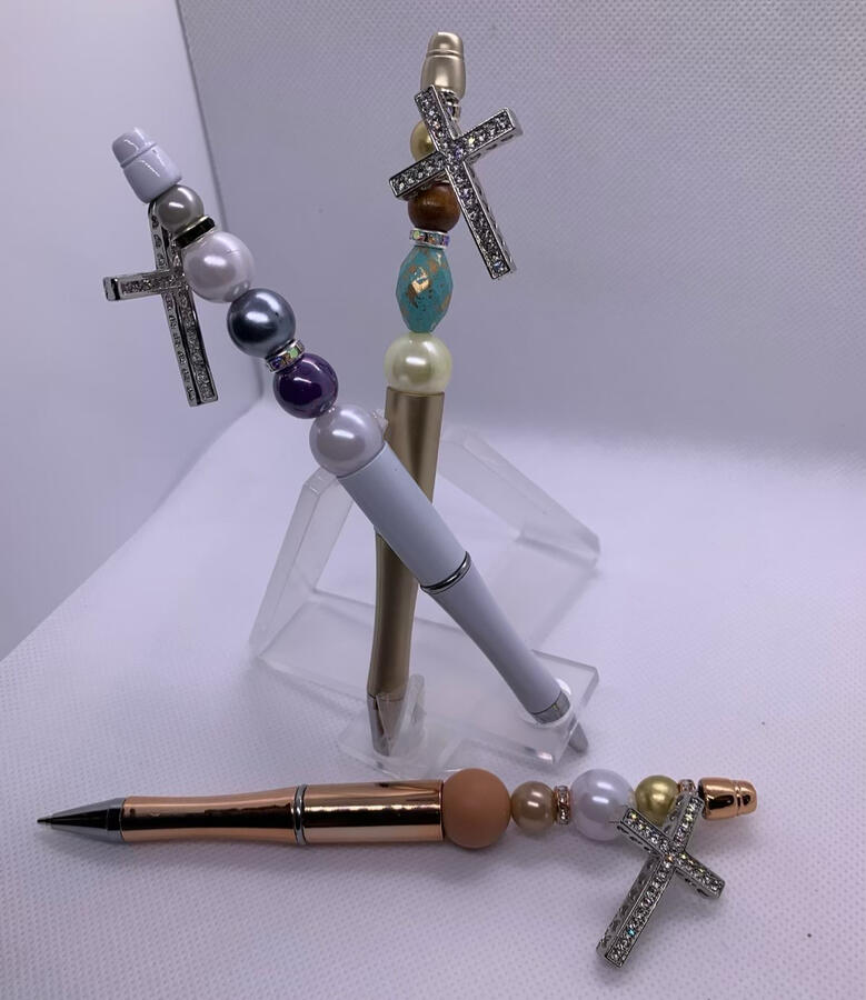 Beaded Cross Pens (Assorted Colors)